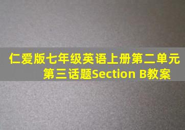 仁爱版七年级英语上册第二单元第三话题Section B教案